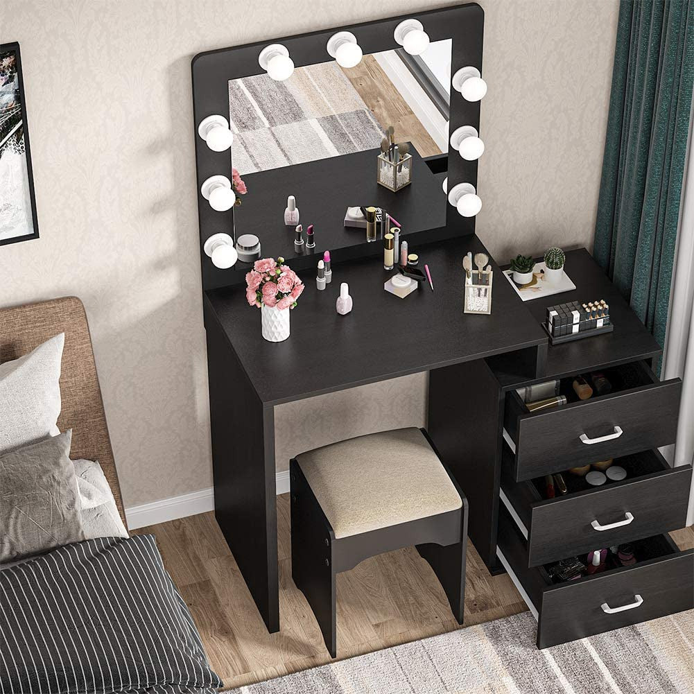 Dressing Table: Dresser Desk for Women, Girls, Bedroom(Black)