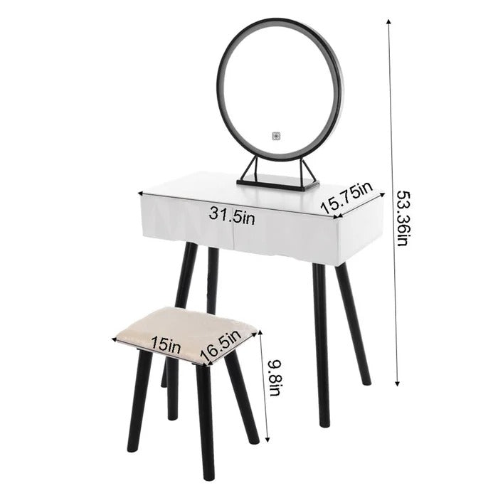 Dressing Table: Makeup Vanity Set with Stool and Mirror