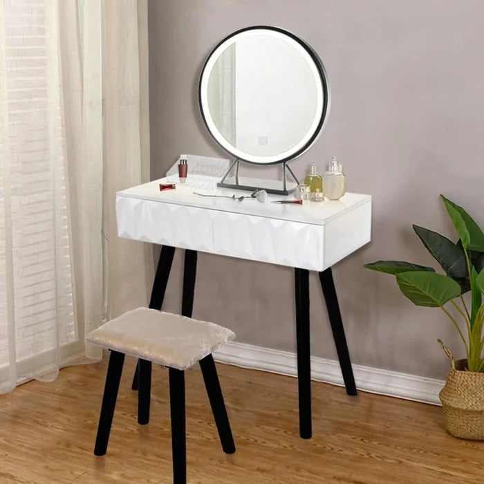 Dressing Table: Makeup Vanity Set with Stool and Mirror