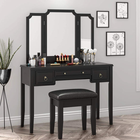 Dressing Table: Mirror for Women Black Dressing Table