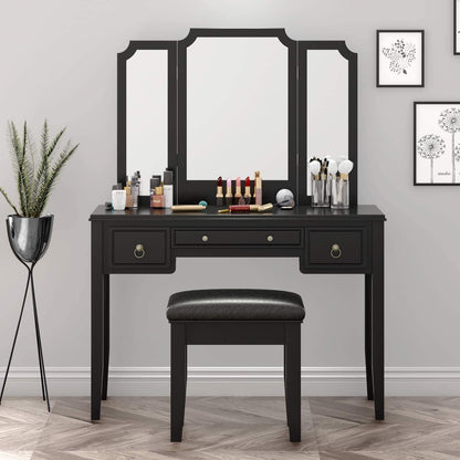Dressing Table: Mirror for Women Black Dressing Table