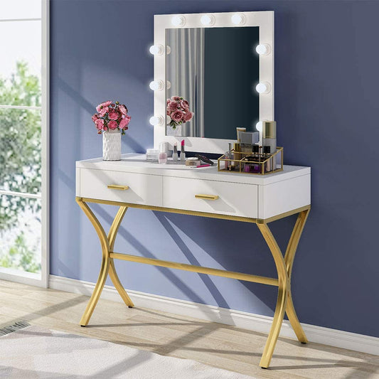 Dressing Table : Vanity Dressing Table with 9 Lights and 2 Drawers