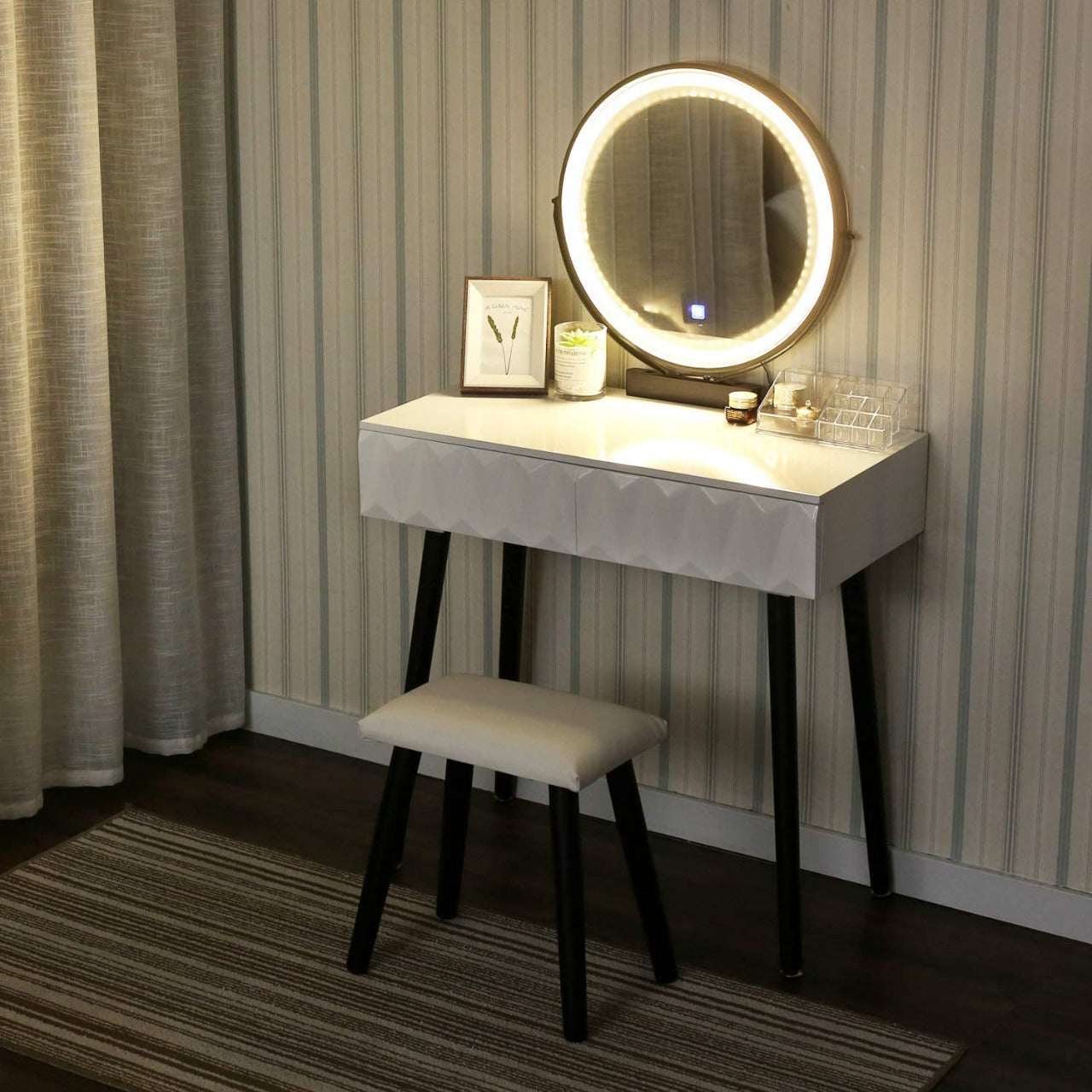 Dressing Table Vanity Makeup Table with Free Make-up Organizer 