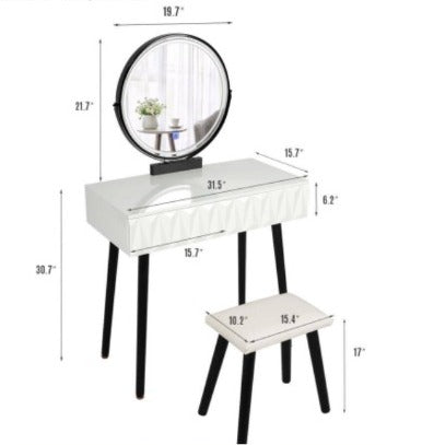 Dressing Table Vanity Makeup Table with Free Make-up Organizer