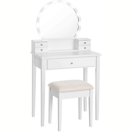 Dressing Table White Dressing Table with Mirror & 10 Light