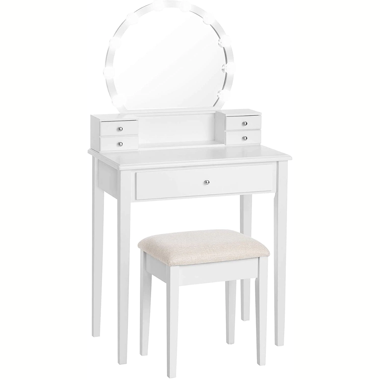 Dressing Table White Dressing Table with Mirror & 10 Light