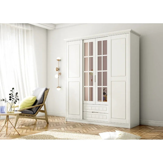 4 Door Wardrobe: Elegant Wardrobe 4 Door Manufactured Wood Wardrobe