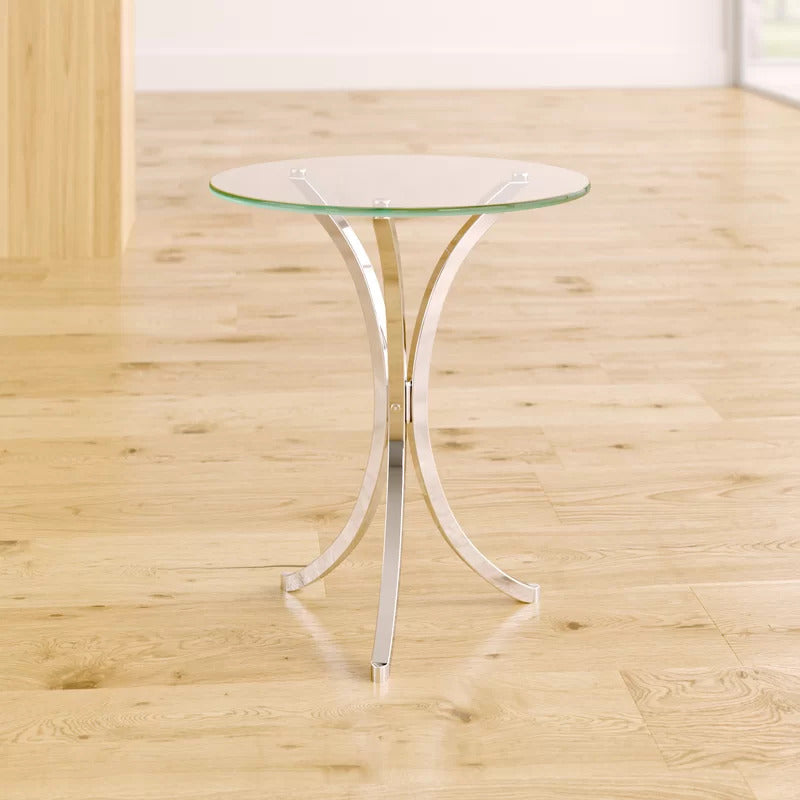 End Tables: Glass Pedestal End Table
