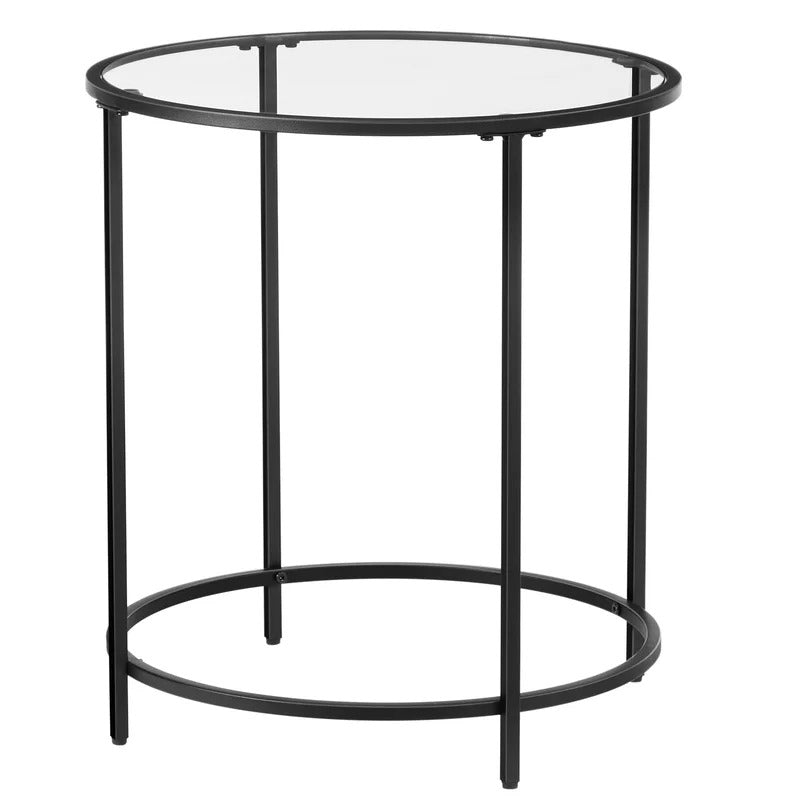 End Tables: Round Glass End Table Set