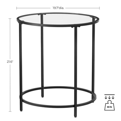 End Tables: Round Glass End Table Set