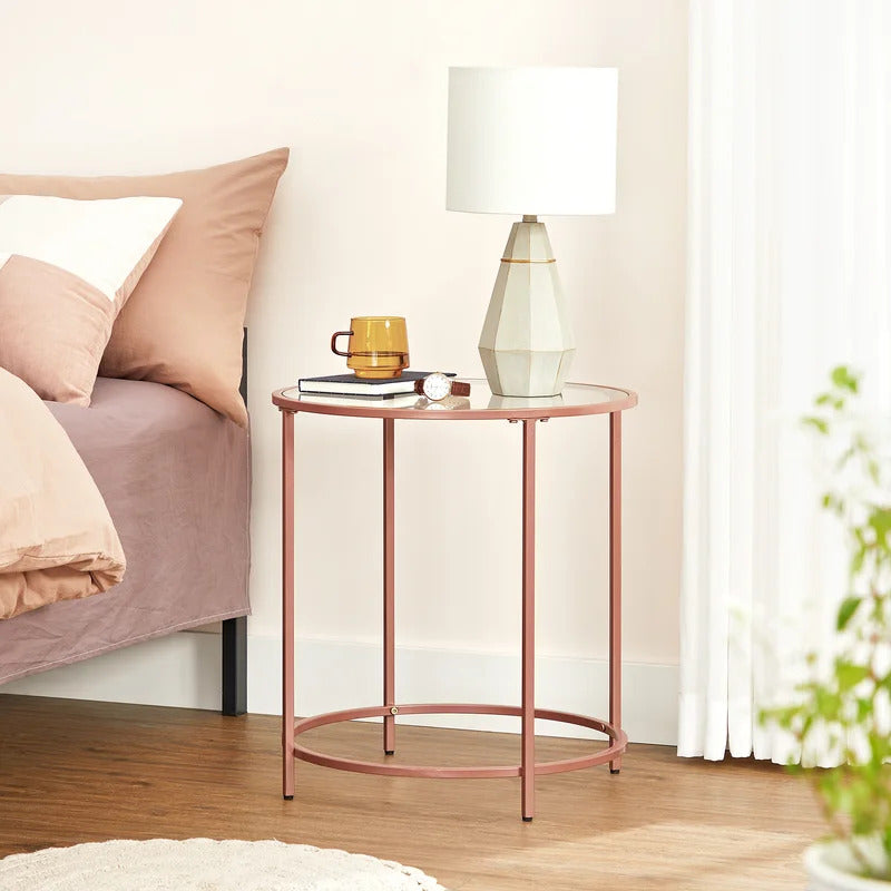 End Tables: Round Glass End Table Set