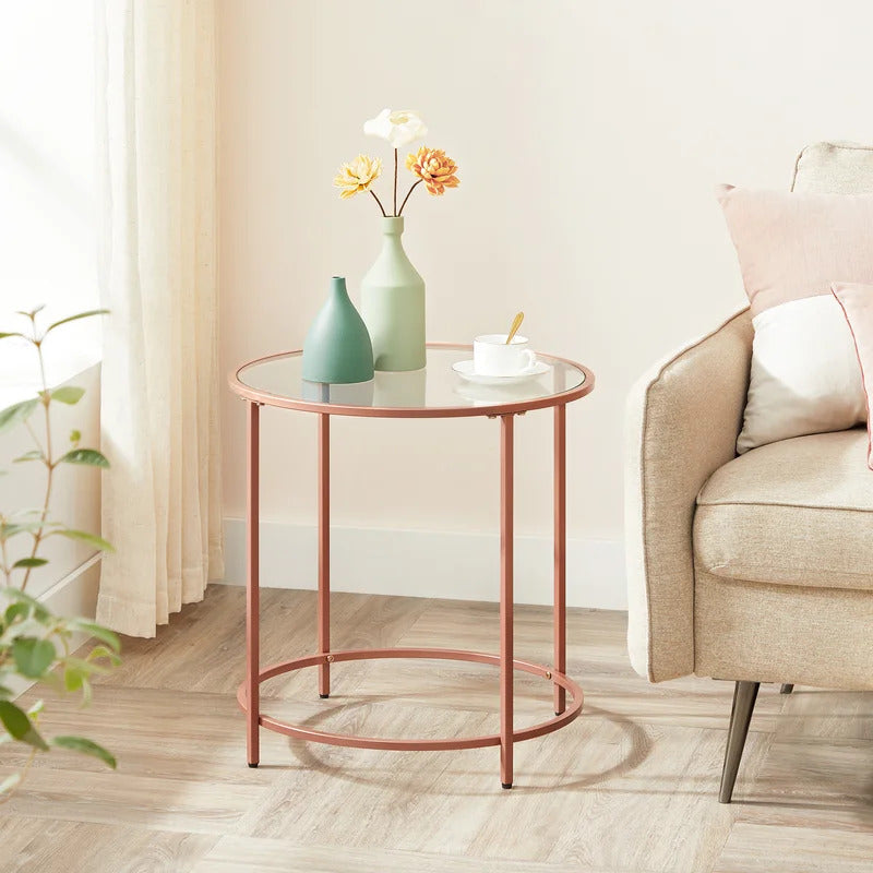 End Tables: Round Glass End Table Set