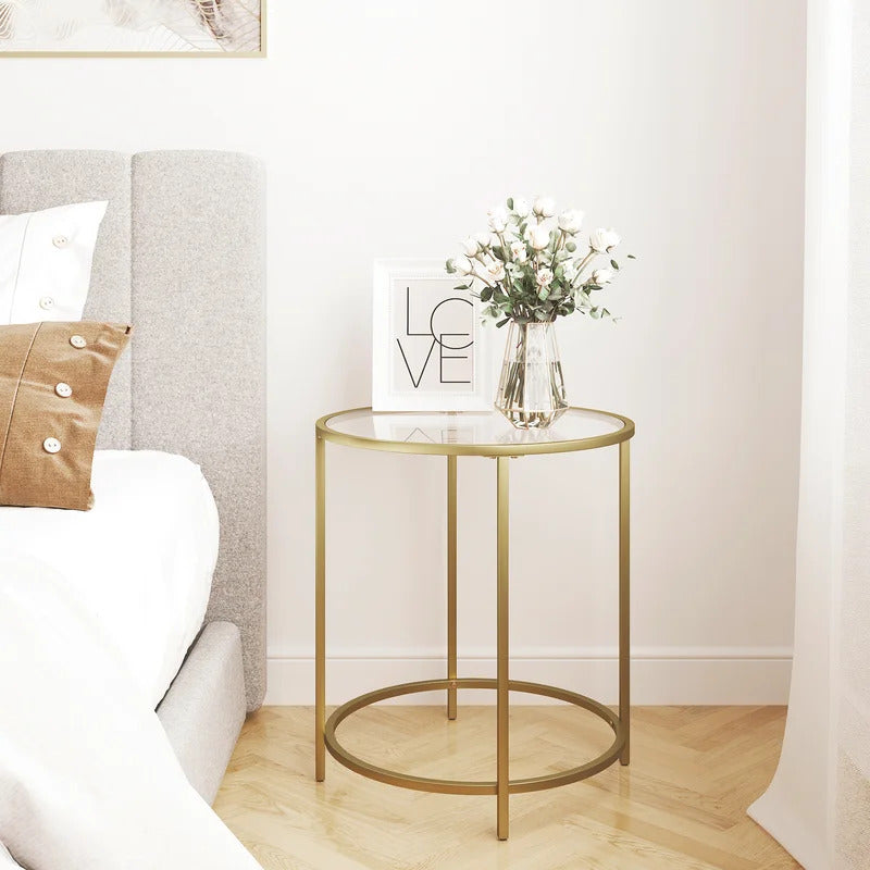 End Tables: Round Glass End Table Set