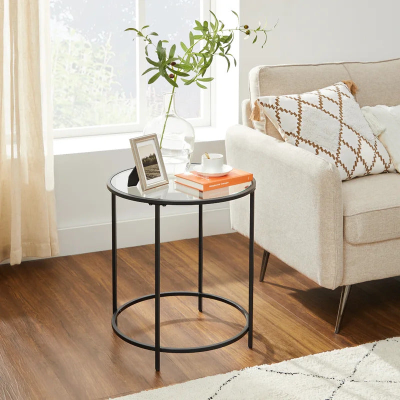 End Tables: Round Glass End Table Set