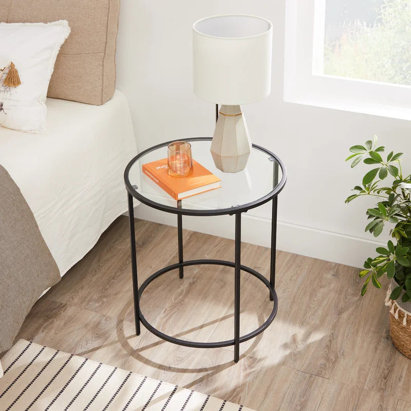 End Tables: Round Glass End Table Set