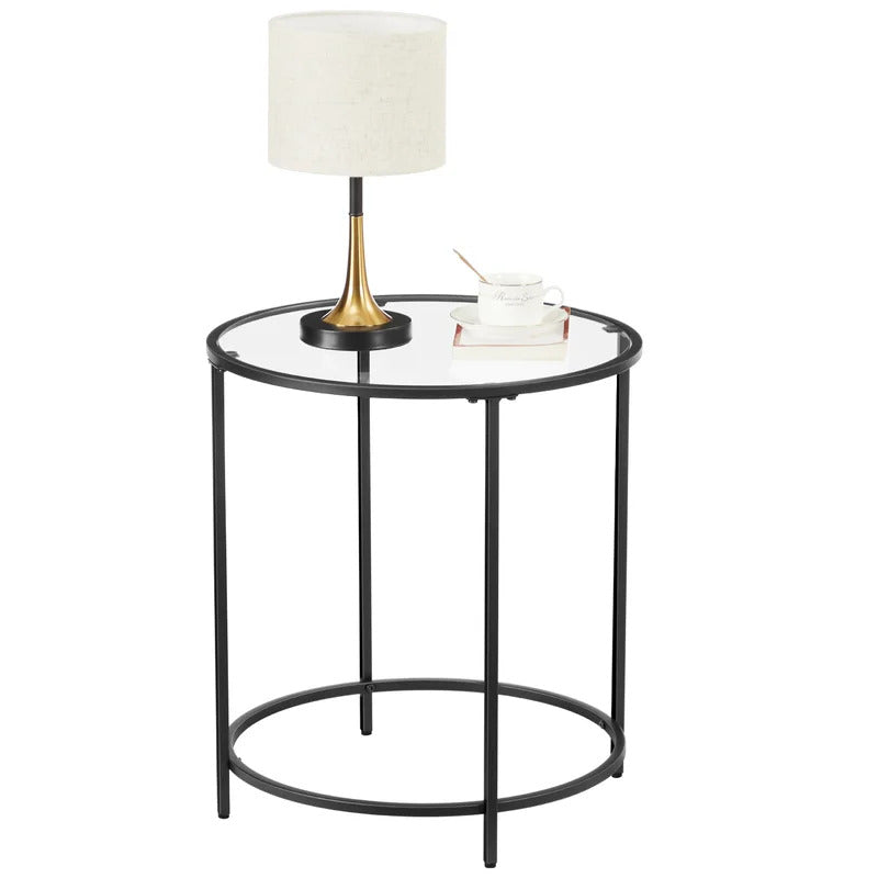 End Tables: Round Glass End Table Set