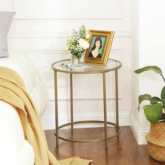 End Tables: Round Glass End Table Set
