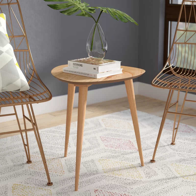 End Tables: Solid Wood 3 Legs End Table