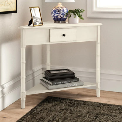 End Tables: Solid Wood 3 Legs End Table with Storage