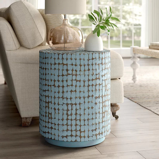 End Tables: Solid Wood Drum End Table