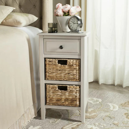 End Tables: Solid Wood End Table with Storage