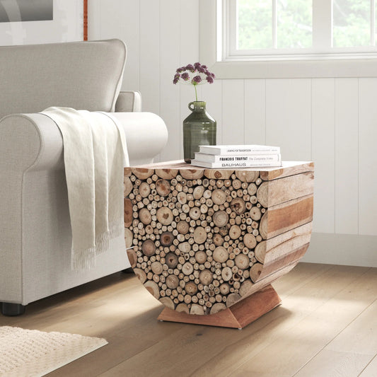 End Tables : Solid Wood Pedestal End Table
