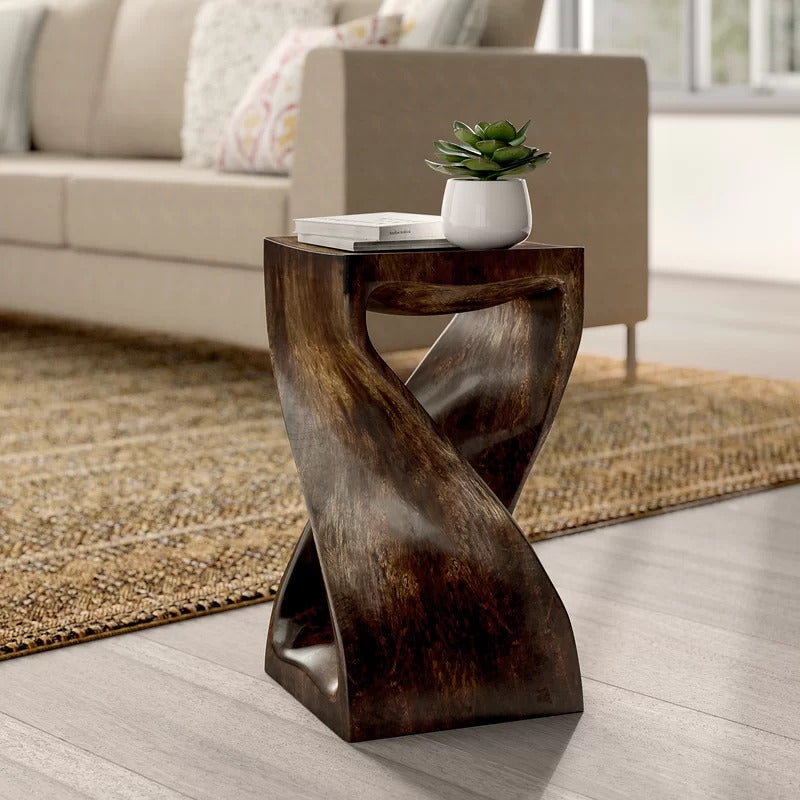 Wood abstract end deals table