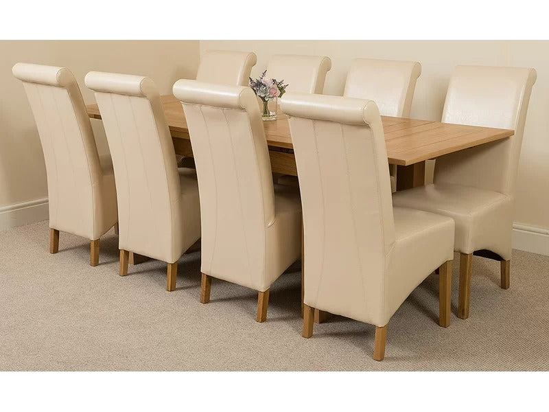 8 Seater Dining Set: Extendable Solid Oak Dining Set