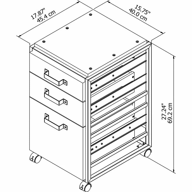 File Cabinets : 15.75'' Wide 3 -Drawer Mobile Vertical Filing Cabinet