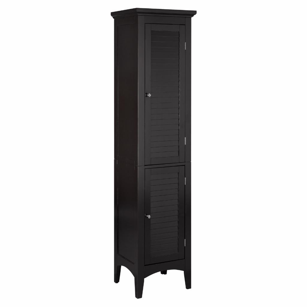 Floor Cabinets: Dark Espresso Tower with 2 Shutter Doors  