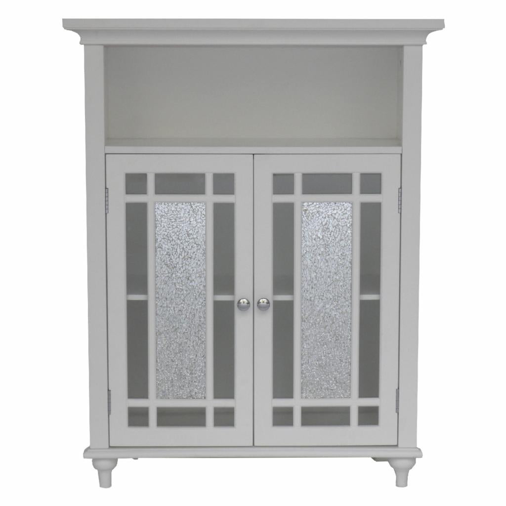 Floor Cabinets: White Bathroom Double Door Floor Cabinet
