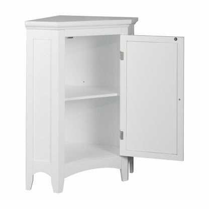 Floor Cabinets: White Corner Floor Cabinet with 1 Shutter Door 