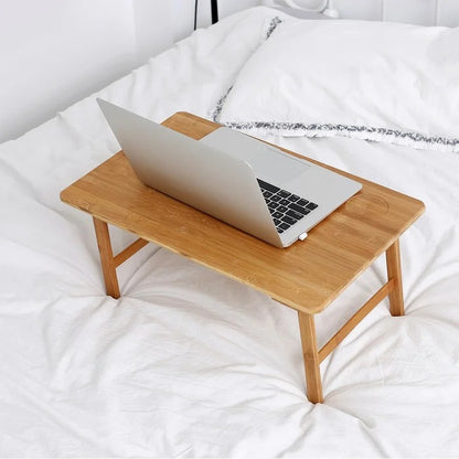 Folding Table: Bamboo Foldable Laptop Table Tray Desk 