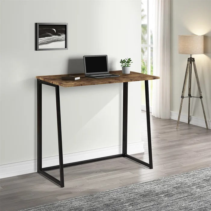 Folding Table: Computer Desk With Industrial Style Folding Study Table For Small Space Offices