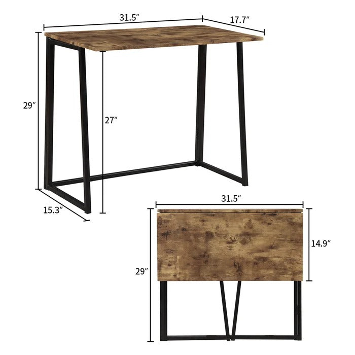 Folding Table: Computer Desk With Industrial Style Folding Study Table For Small Space Offices