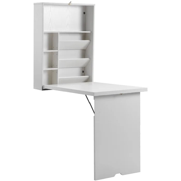 Folding Table: Floating Desk Cum Folding Study Table with Hutch