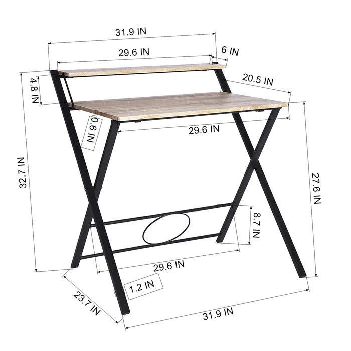Folding Table: Oak Finished Folding Study Table