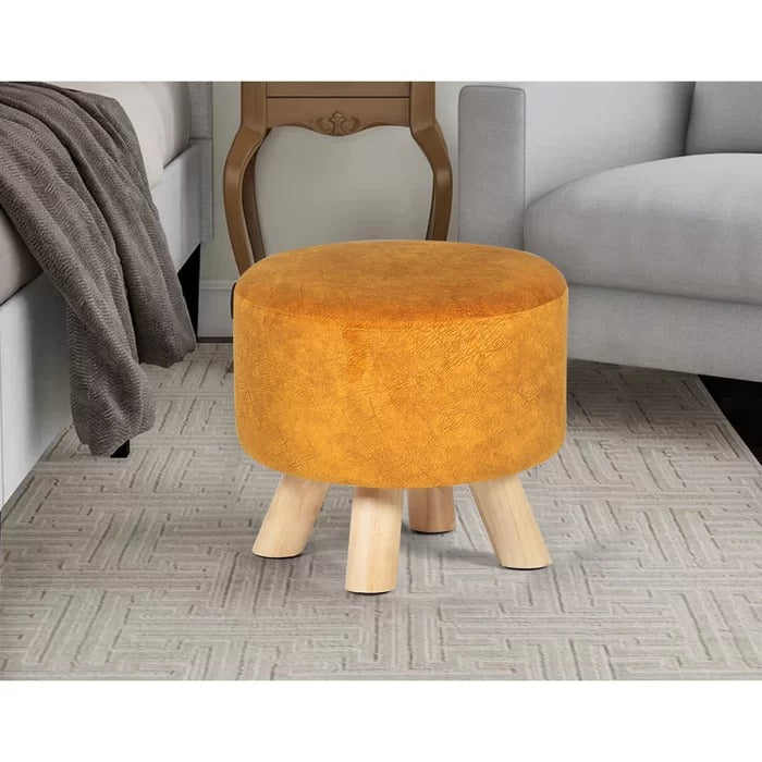 Foot Stool: 11.2'' Wide Faux Leatherette Round Standard Ottoman