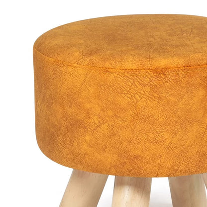 Foot Stool: 11.2'' Wide Faux Leatherette Round Standard Ottoman