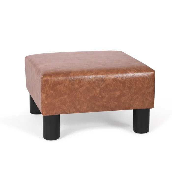 Foot Stool: 15.5'' Wide Faux Leatherette Square Footstool Ottoman
