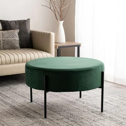 Foot Stool: 31.5'' Wide Velvet Round Cocktail Ottoman