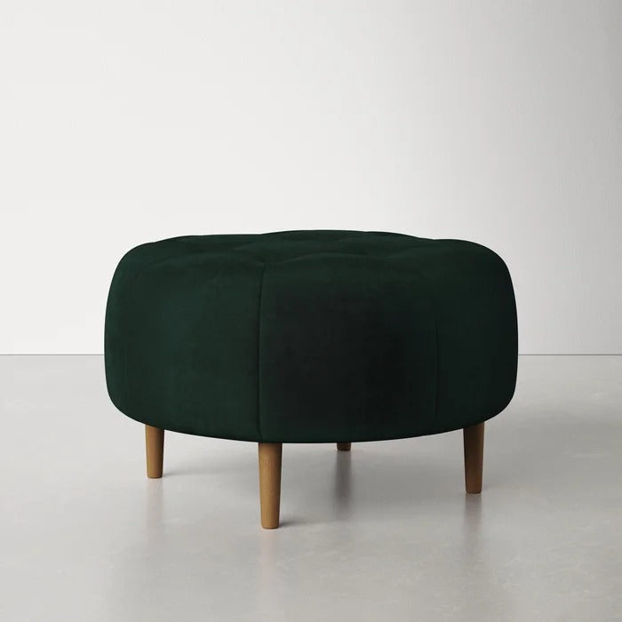 Foot Stool: 31.5'' Wide Velvet Tufted Round Cocktail Ottoman