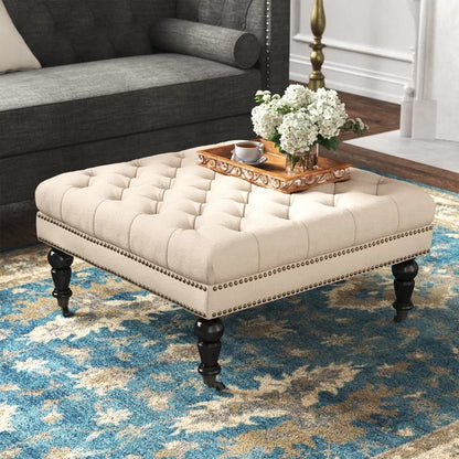Foot Stool: 334.63'' Wide Tufted Square Cocktail Ottoman