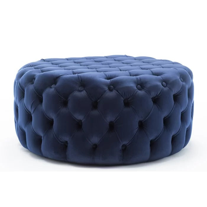 Foot Stool: 35.5'' Wide Velvet Tufted Round Cocktail Ottoman