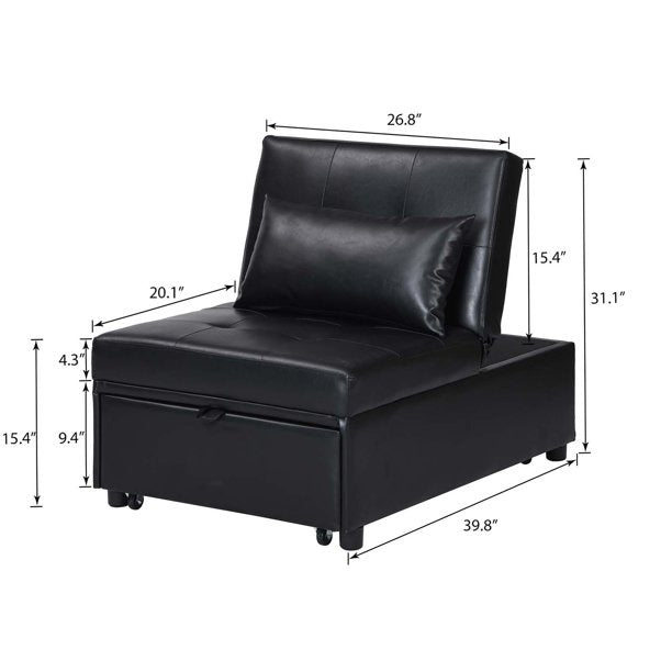 Futon 26.8 Wide Faux Leatherette Convertible Sofa