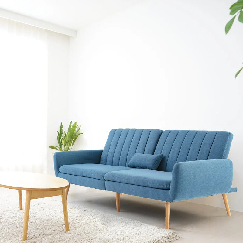 Futon: 43.5" Wide Linen Convertible Sofa