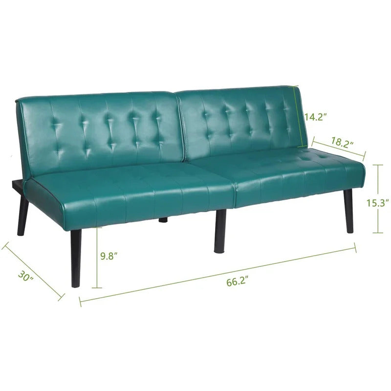 Futon: 66.2'' Wide Faux Leatherette Convertible Sofa