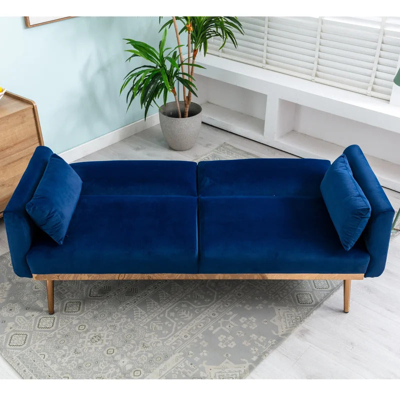 Futon: 68.5'' Wide Velvet Convertible Sofa