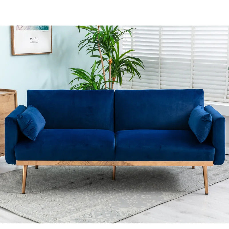 Futon: 68.5'' Wide Velvet Convertible Sofa