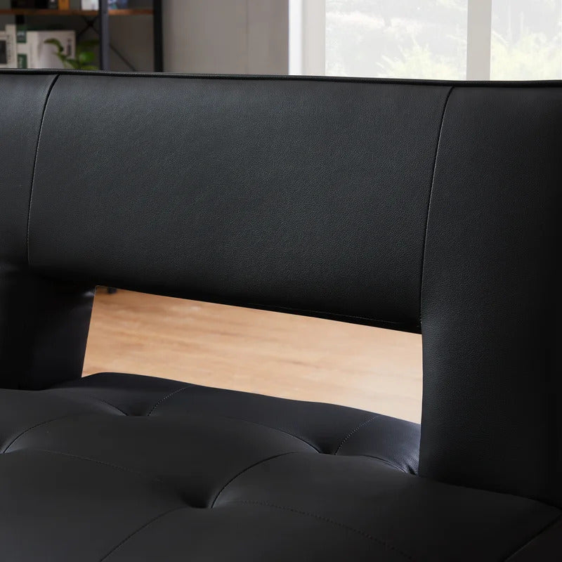 Futon: 68'' Wide Faux Leatherette Convertible Sofa
